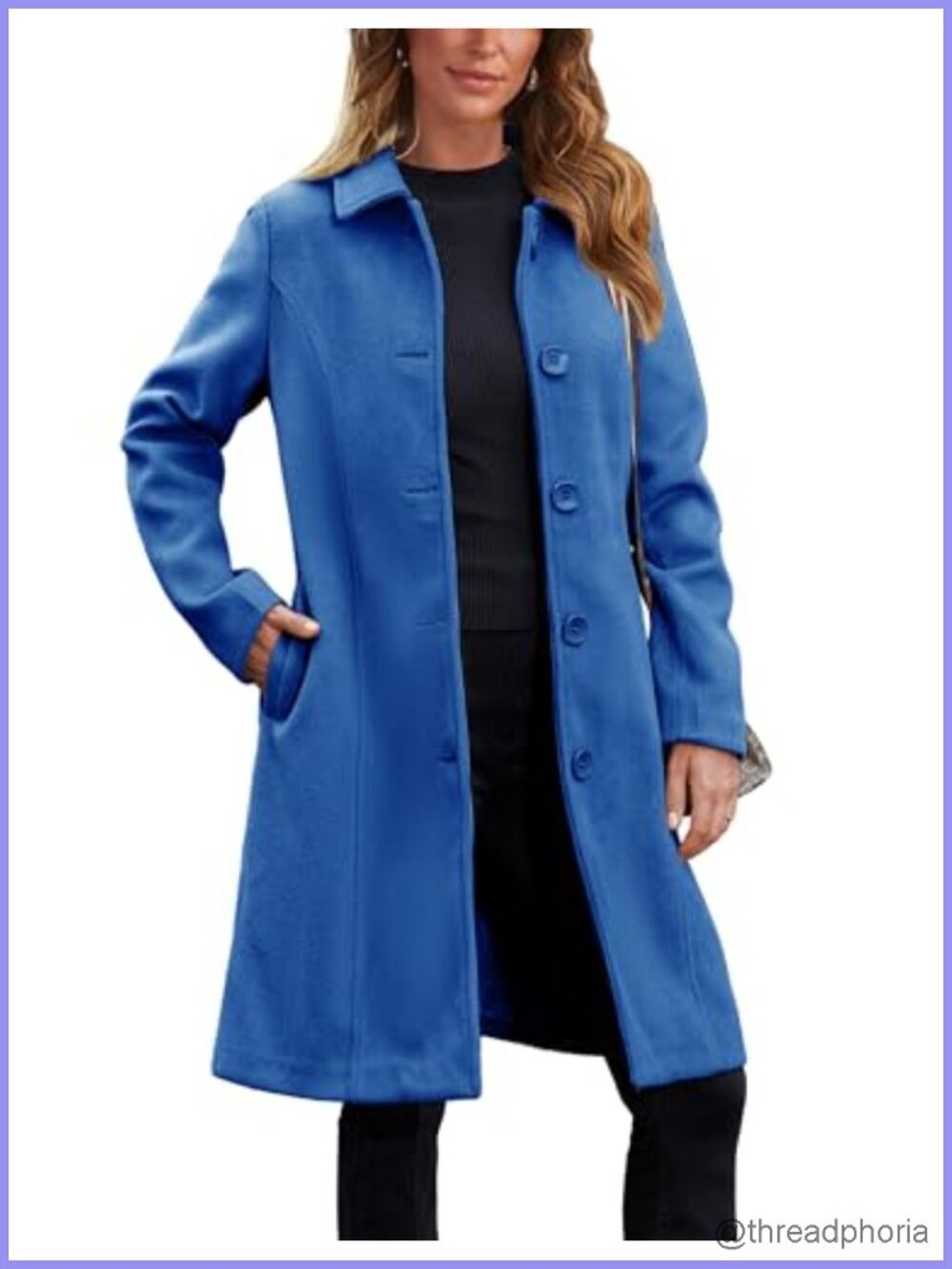 Wool Blend Peacoat Single Breasted Overcoat with Pockets